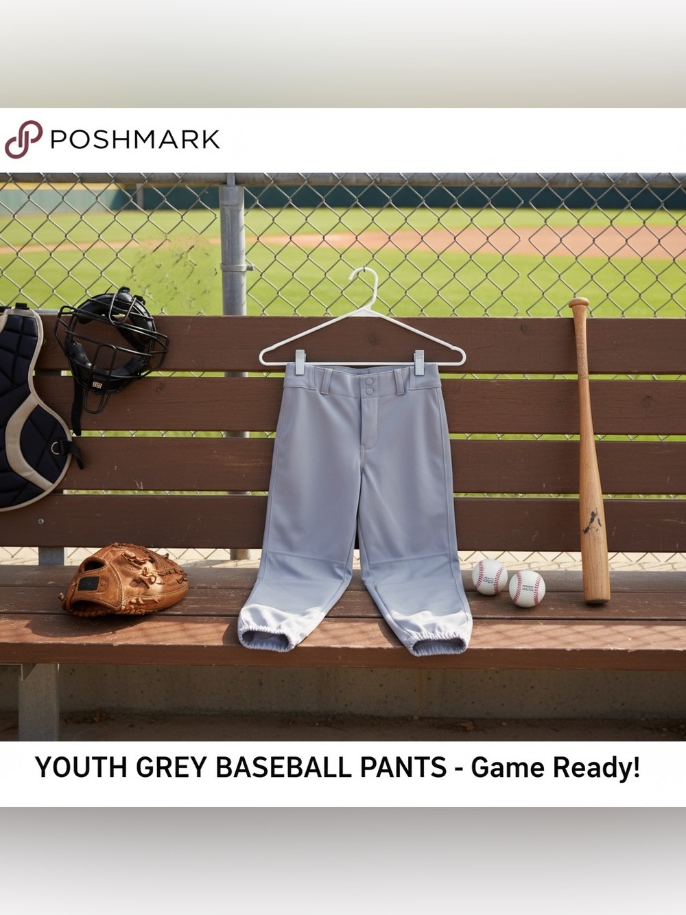 Champro Youth Medium Gray Baseball Pants Athletic Sports Uniform